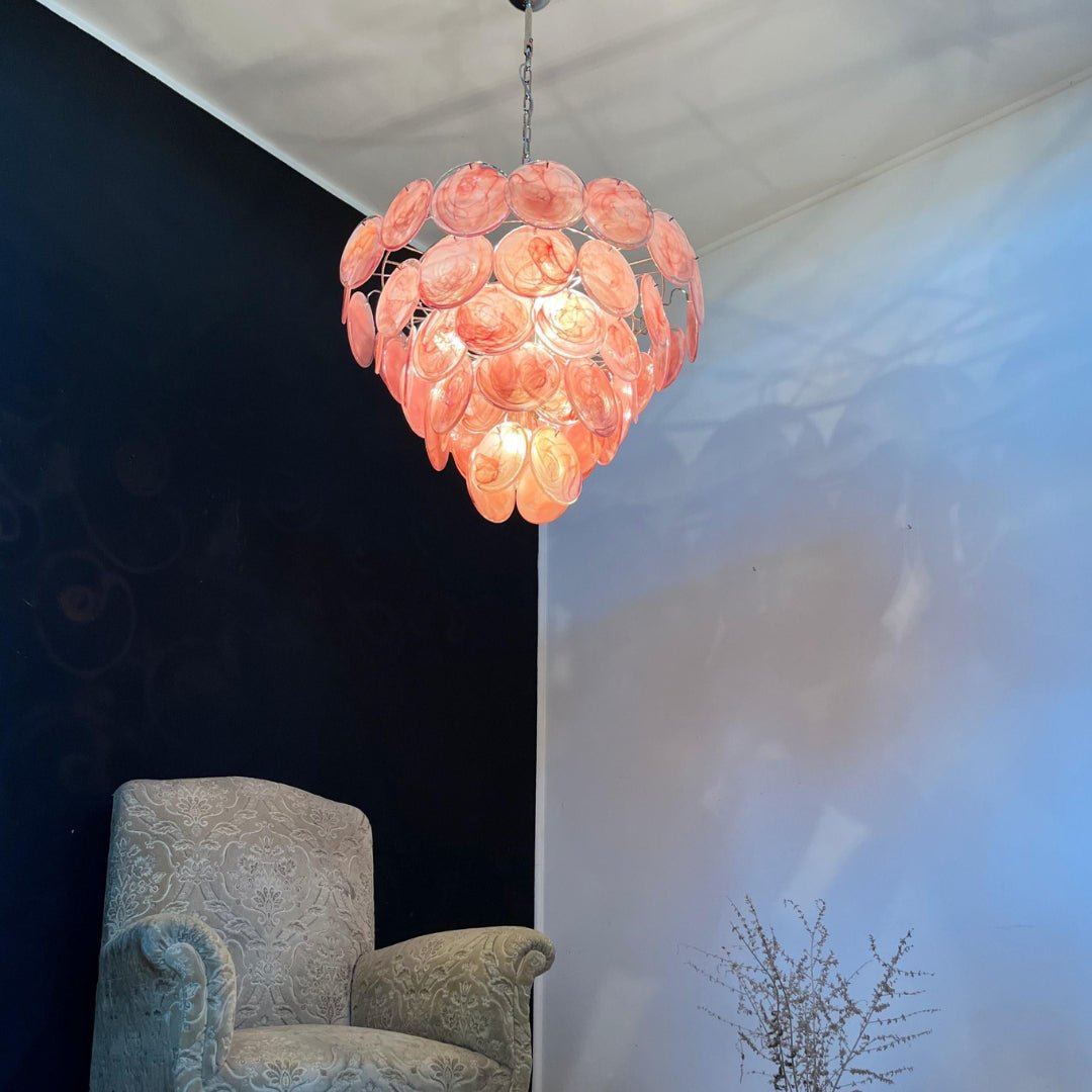 Ault Kronleuchter Pink Murano Disc Layered zeitgenössisch