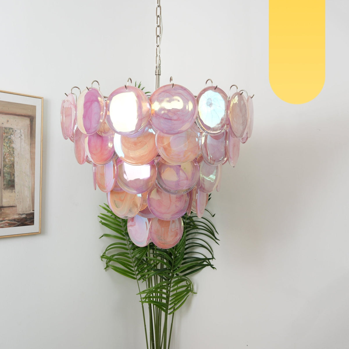 Ault Kronleuchter Pink Murano Disc Layered zeitgenössisch