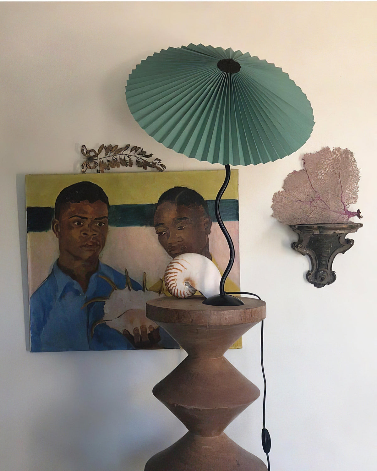 Krenis Stoff-Kunstwerk Tischleuchte