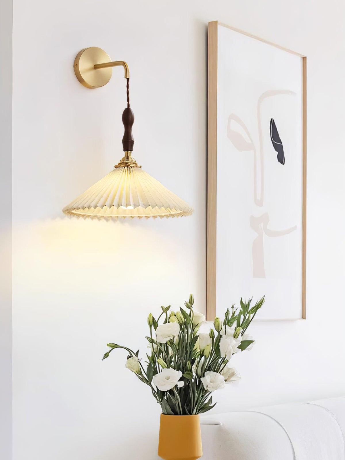 Mordan Premium Eleganz gefaltete Walnuss-Wandleuchte