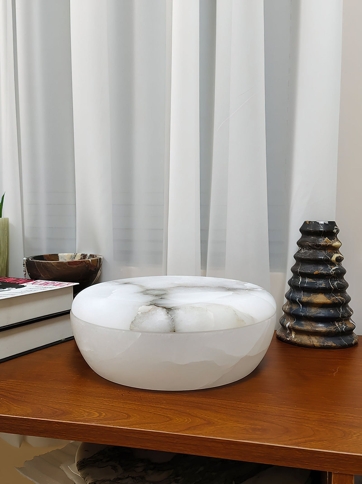 Pomelo Tass Marmor Candlestick Ornaments in Kieselsteinform