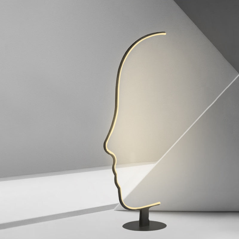 Arisha Minimalistisch Stehlampe mit menschlichem Gesichtsprofil und Bogen Linear