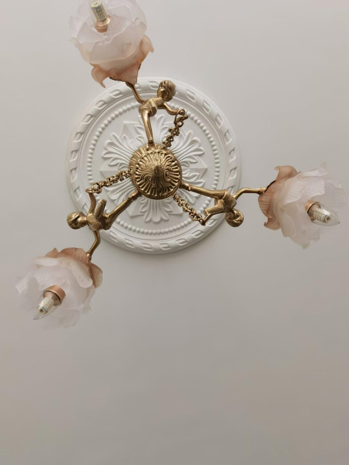 Solisira Kronleuchter Messing Hängeleuchte Blumen Vintage
