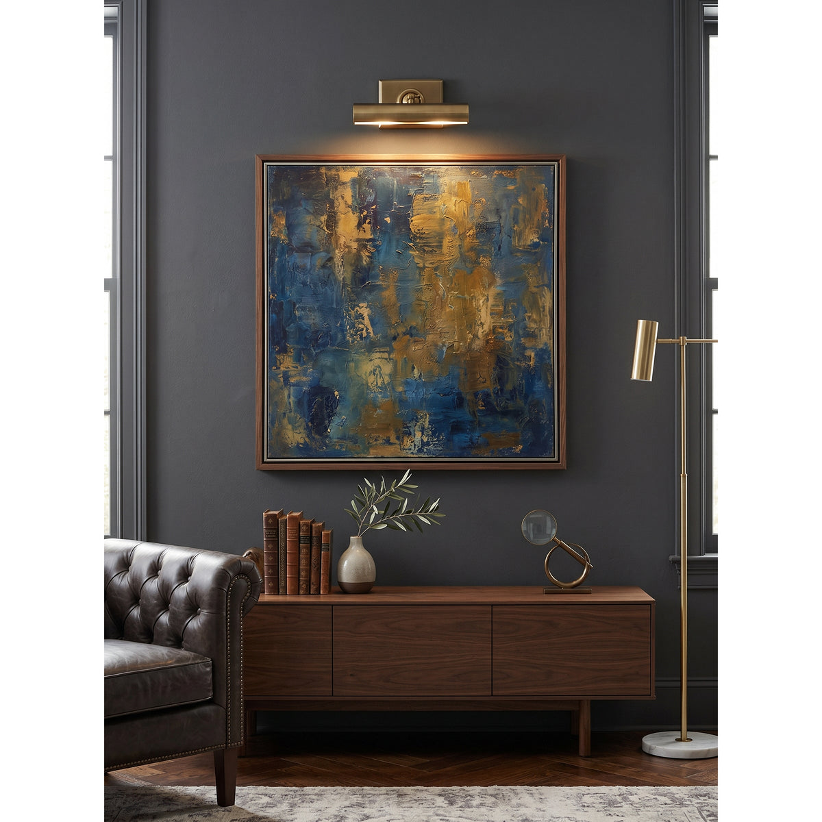 Marquessia Wandleuchte mit verstellbarem Rohr und quadratischem Rückenteil aus Antik-Bronze