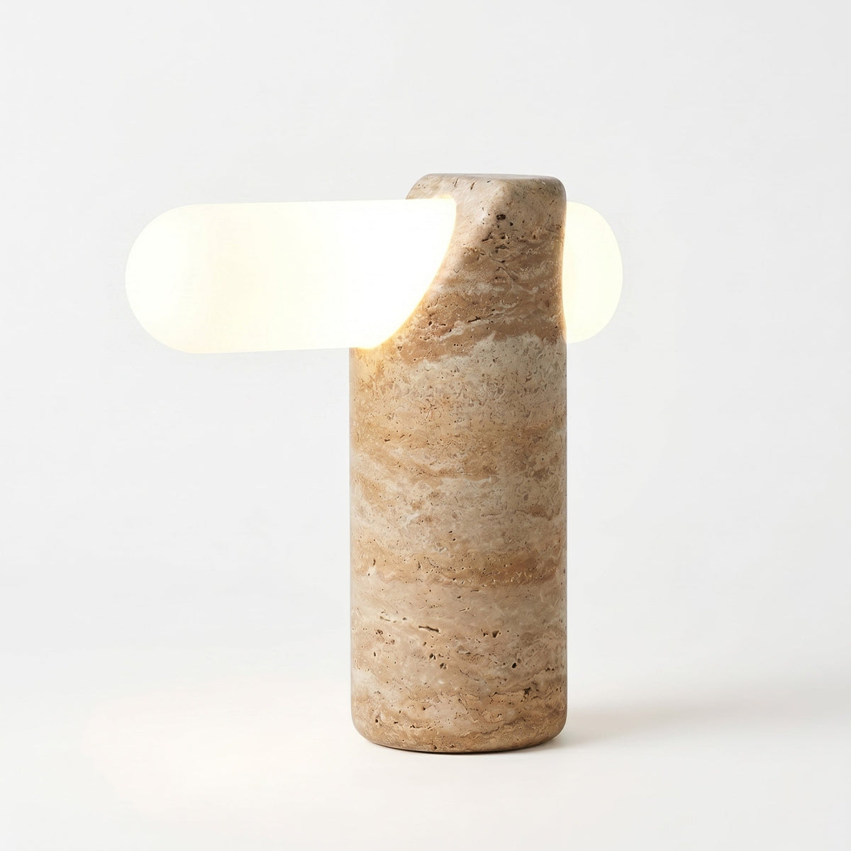 Marwen Travertin-Tischleuchte in Beige