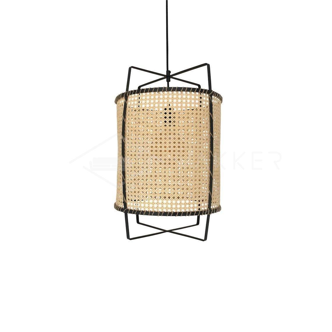 Kevis Pendelleuchte aus Rattan mit Korbrahmen im Industrie-Stil