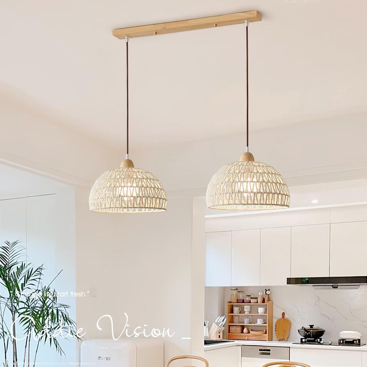 Calyran Rattan Pendelleuchte aus Holz
