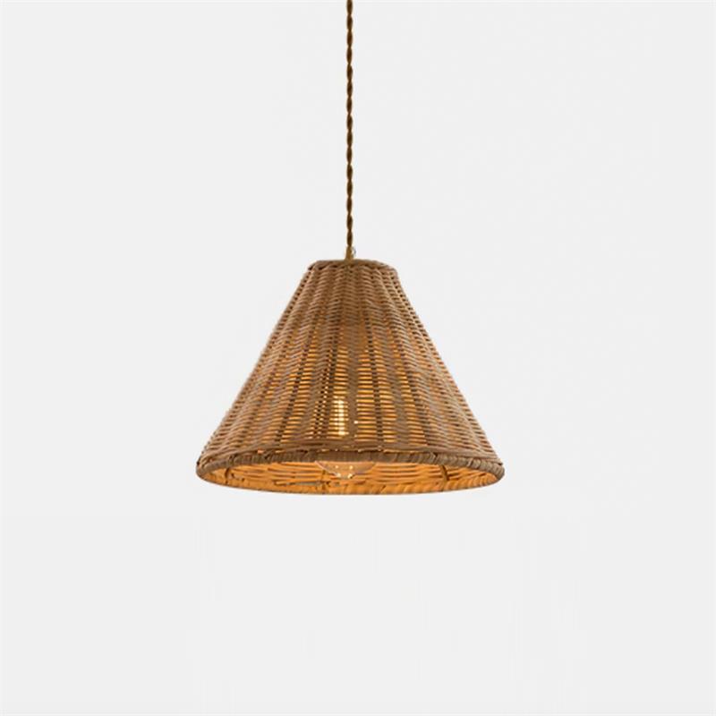 Pendelleuchte Rattan-Lampenschirm und Metallkörper Kegelform Natürlich Minimalistisch
