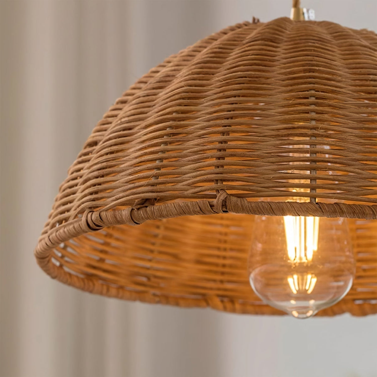 Pendelleuchte Rattan-Lampenschirm und Metallkörper Kegelform Natürlich Minimalistisch