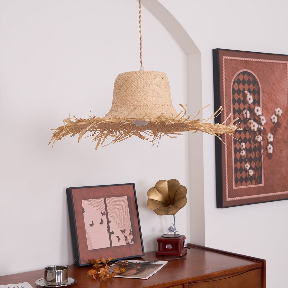 Vocan Rattan Vintage Pendelleuchte
