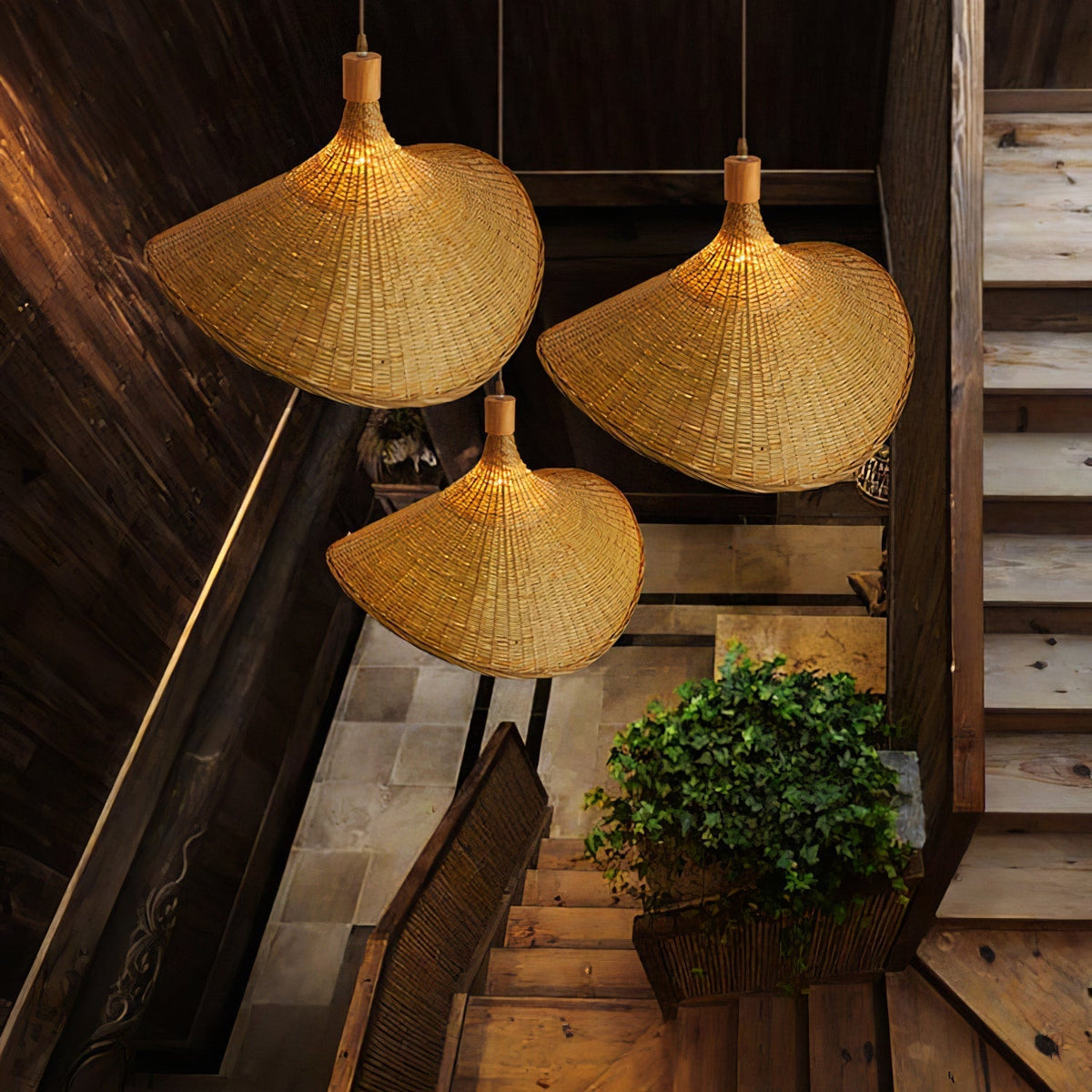 Marona Rattan Vintage Pendelleuchte