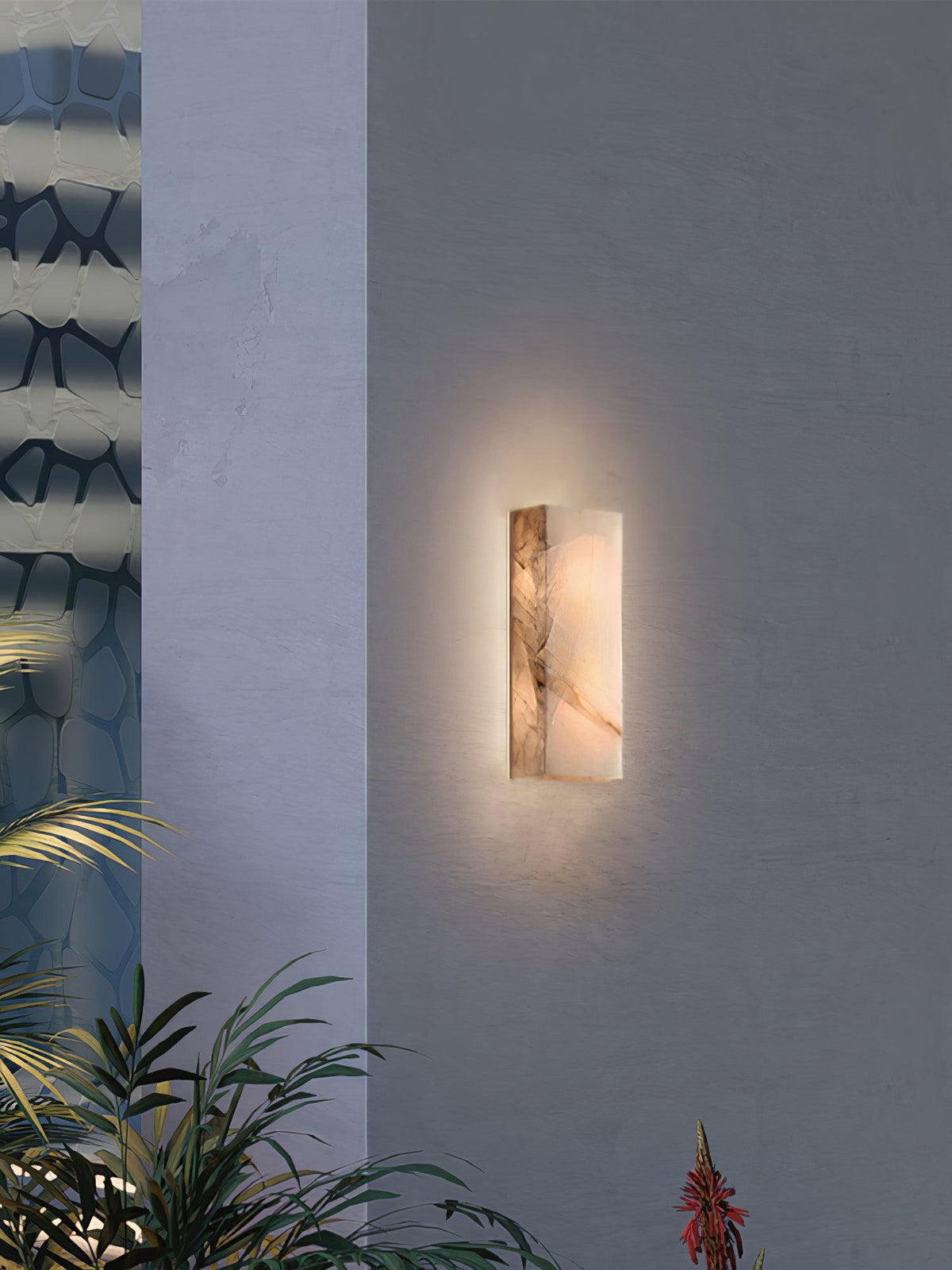 Eirivise Minimalistische Alabaster-Außenwandleuchte