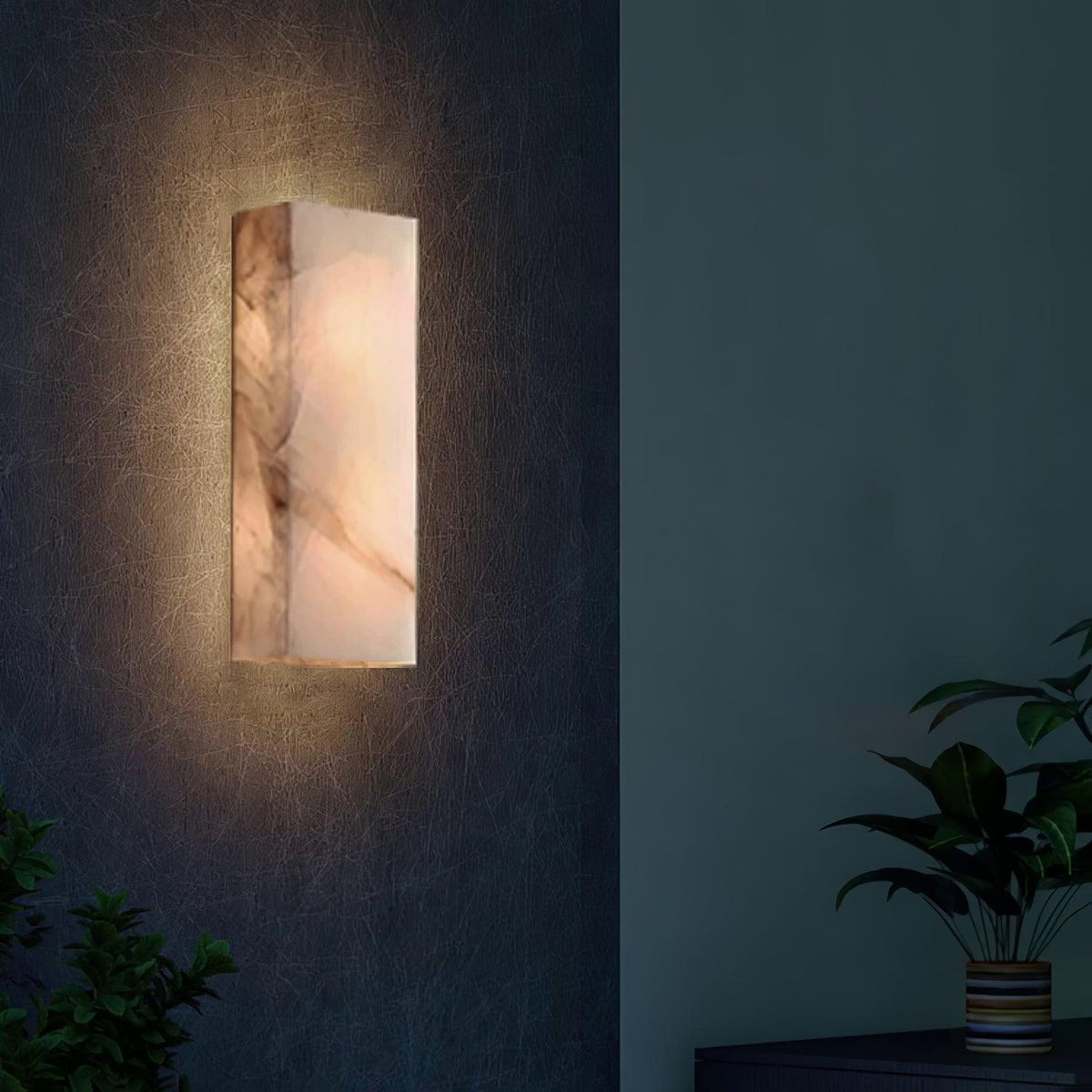 Eirivise Minimalistische Alabaster-Außenwandleuchte