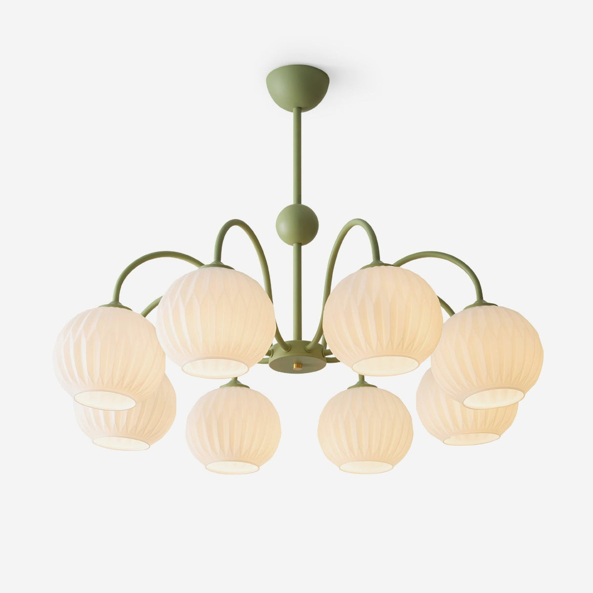 Velaaria Kronleuchter aus grünem geripptem Glas modern 8-Light