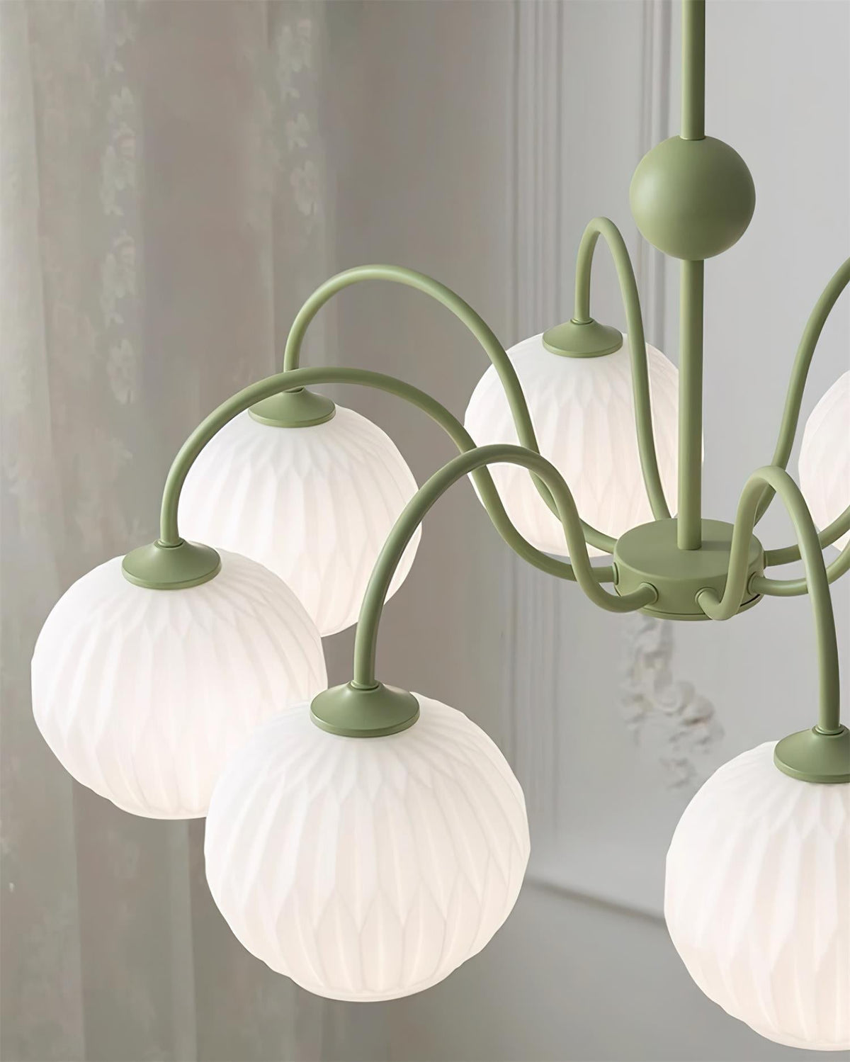 Velaaria Kronleuchter aus grünem geripptem Glas modern 8-Light