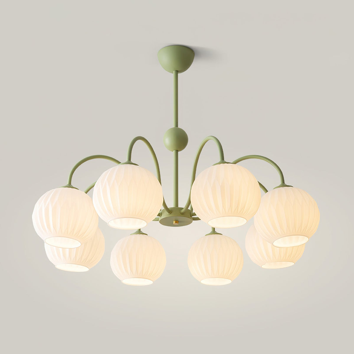 Velaaria Kronleuchter aus grünem geripptem Glas modern 8-Light