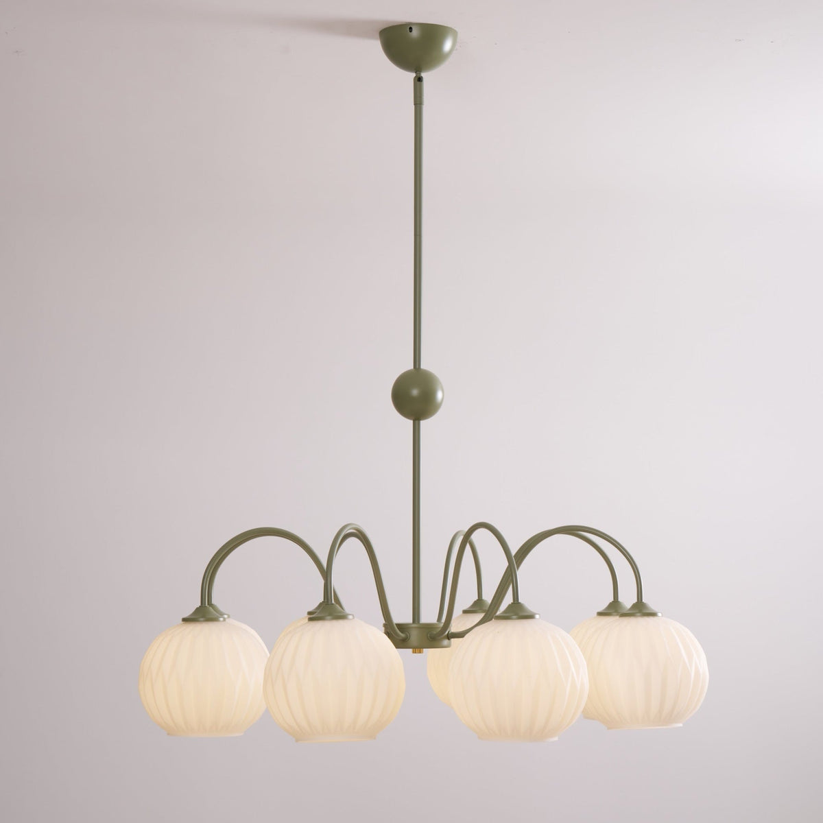 Velaaria Kronleuchter aus grünem geripptem Glas modern 8-Light