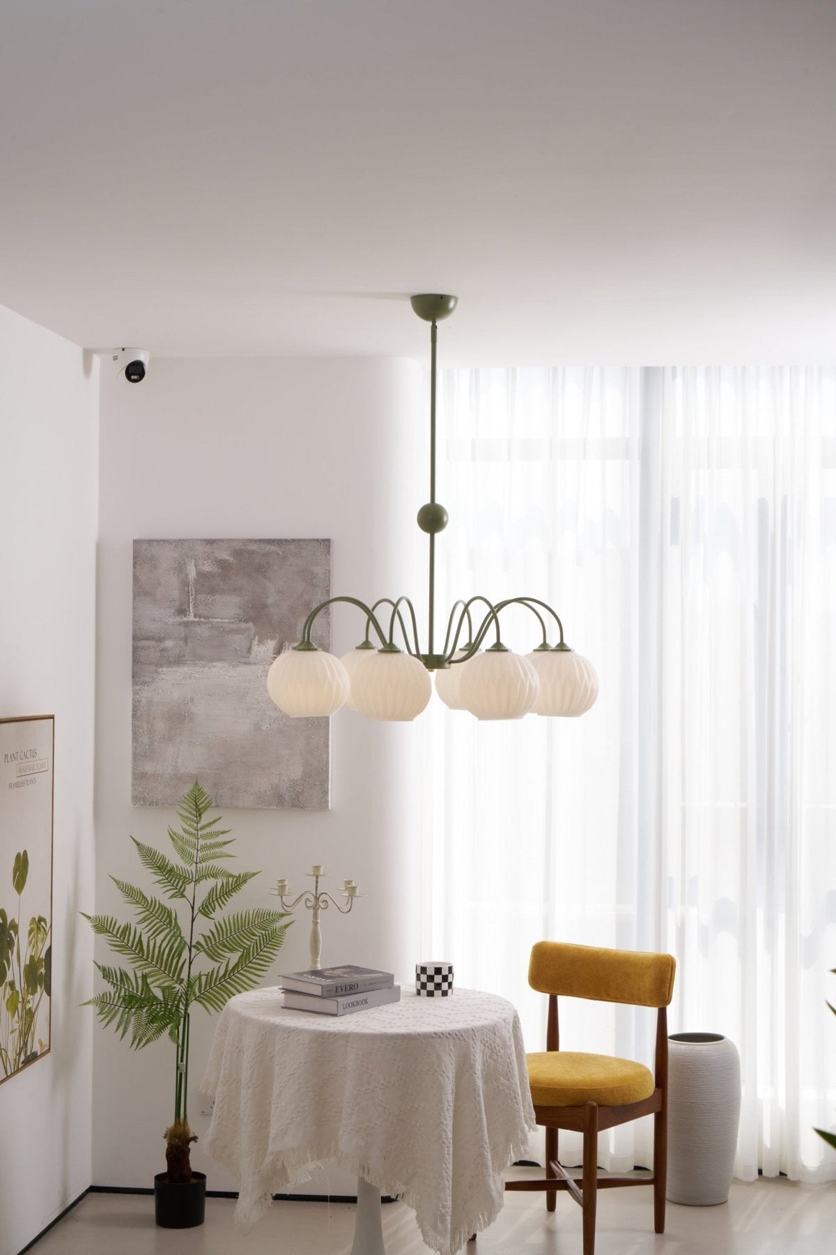 Velaaria Kronleuchter aus grünem geripptem Glas modern 8-Light