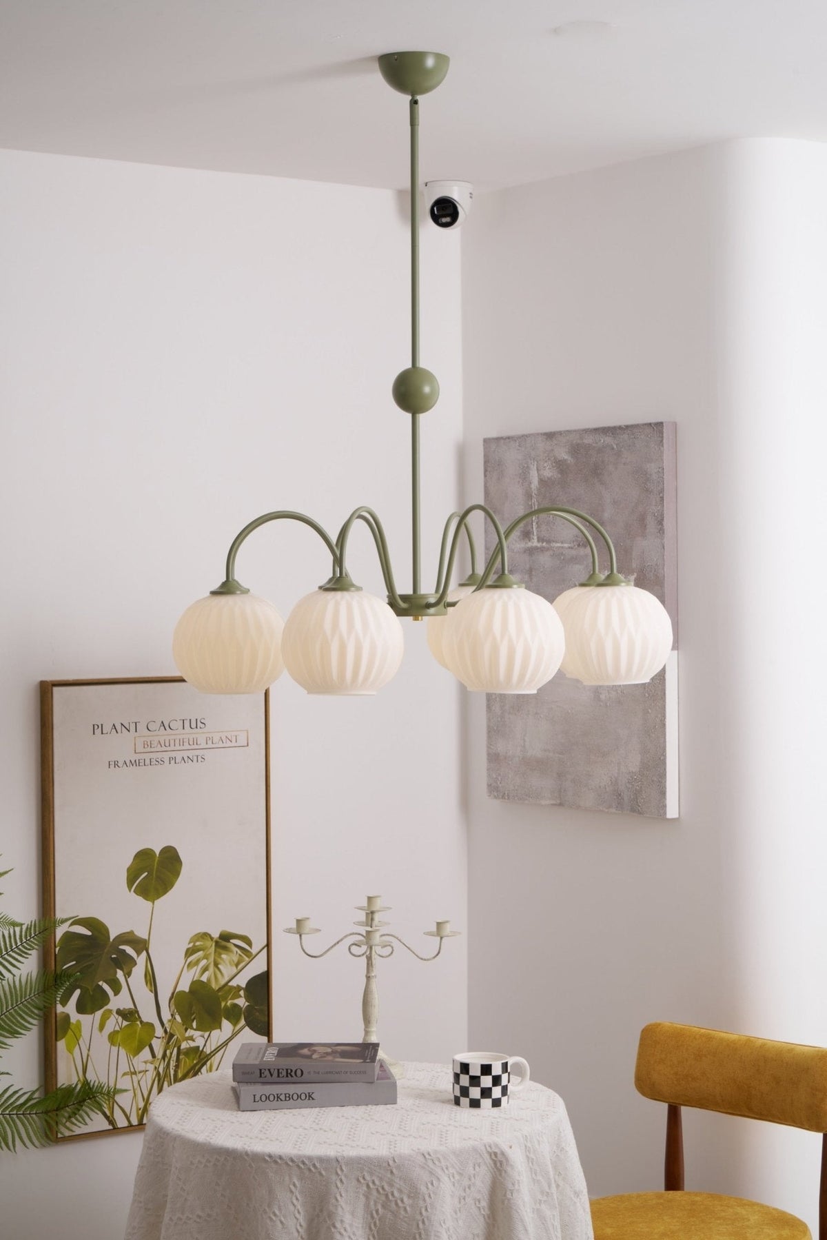Velaaria Kronleuchter aus grünem geripptem Glas modern 8-Light