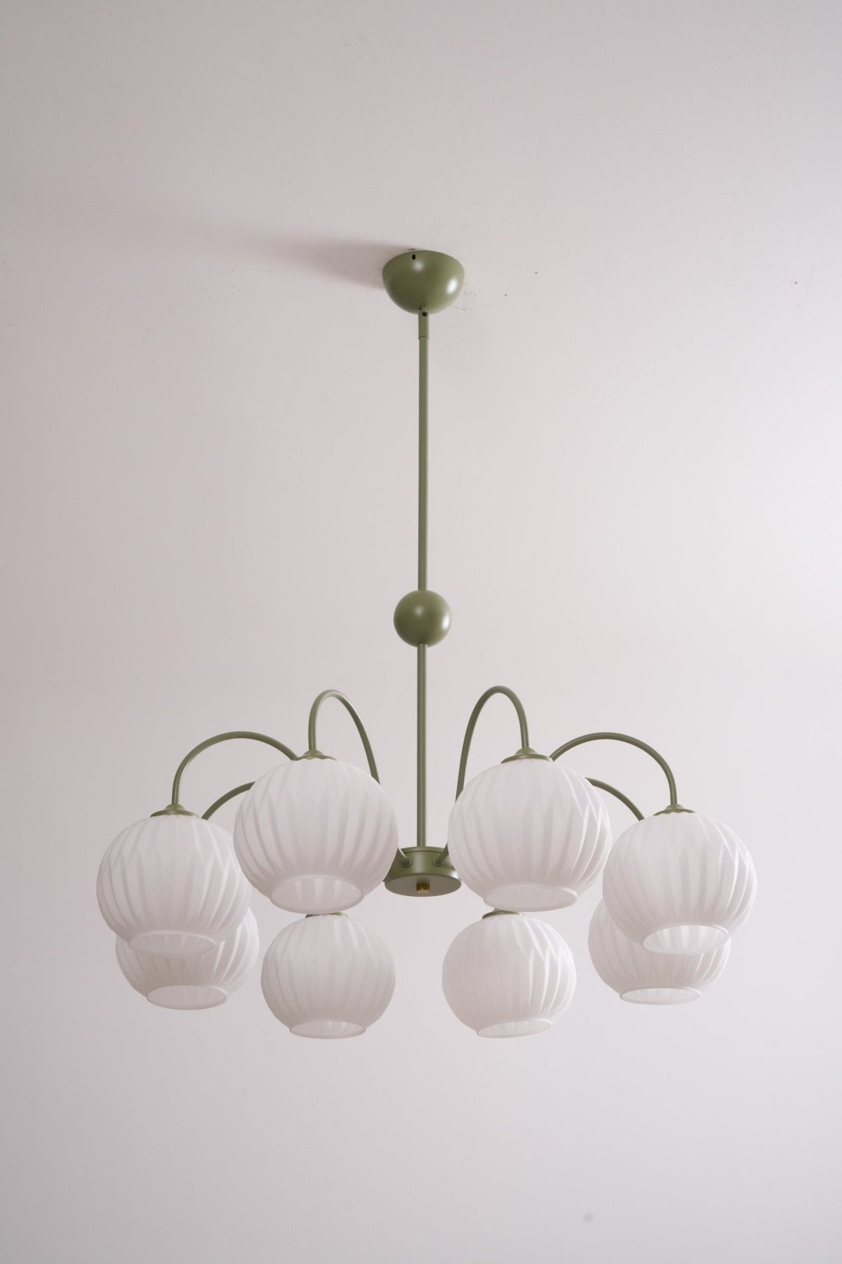 Velaaria Kronleuchter aus grünem geripptem Glas modern 8-Light