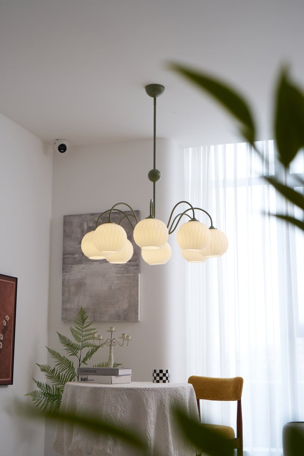 Velaaria Kronleuchter aus grünem geripptem Glas modern 8-Light