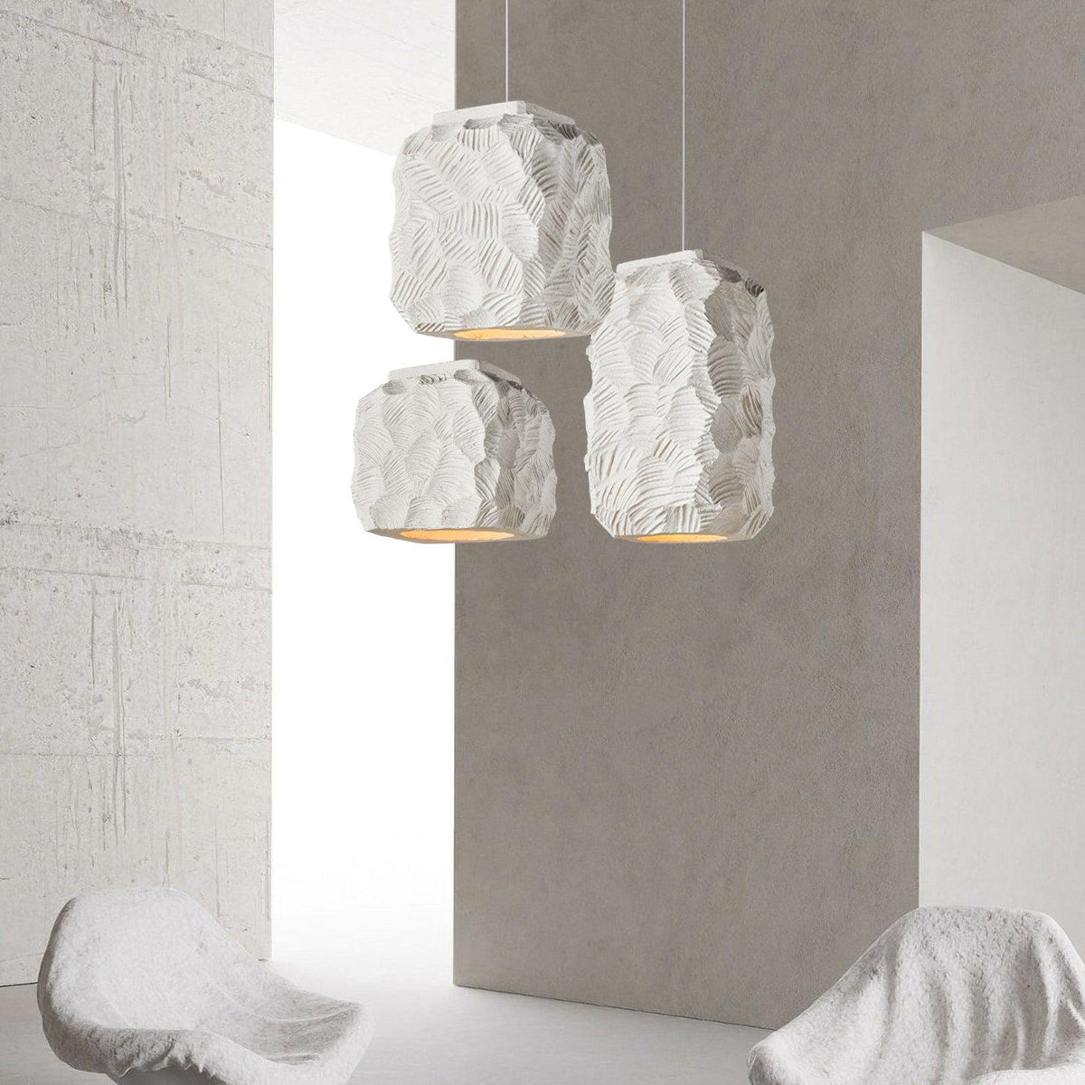 Olsilel Pendelleuchte aus Kunstharz im zeitgenössischen Design mit geometrischen Formen