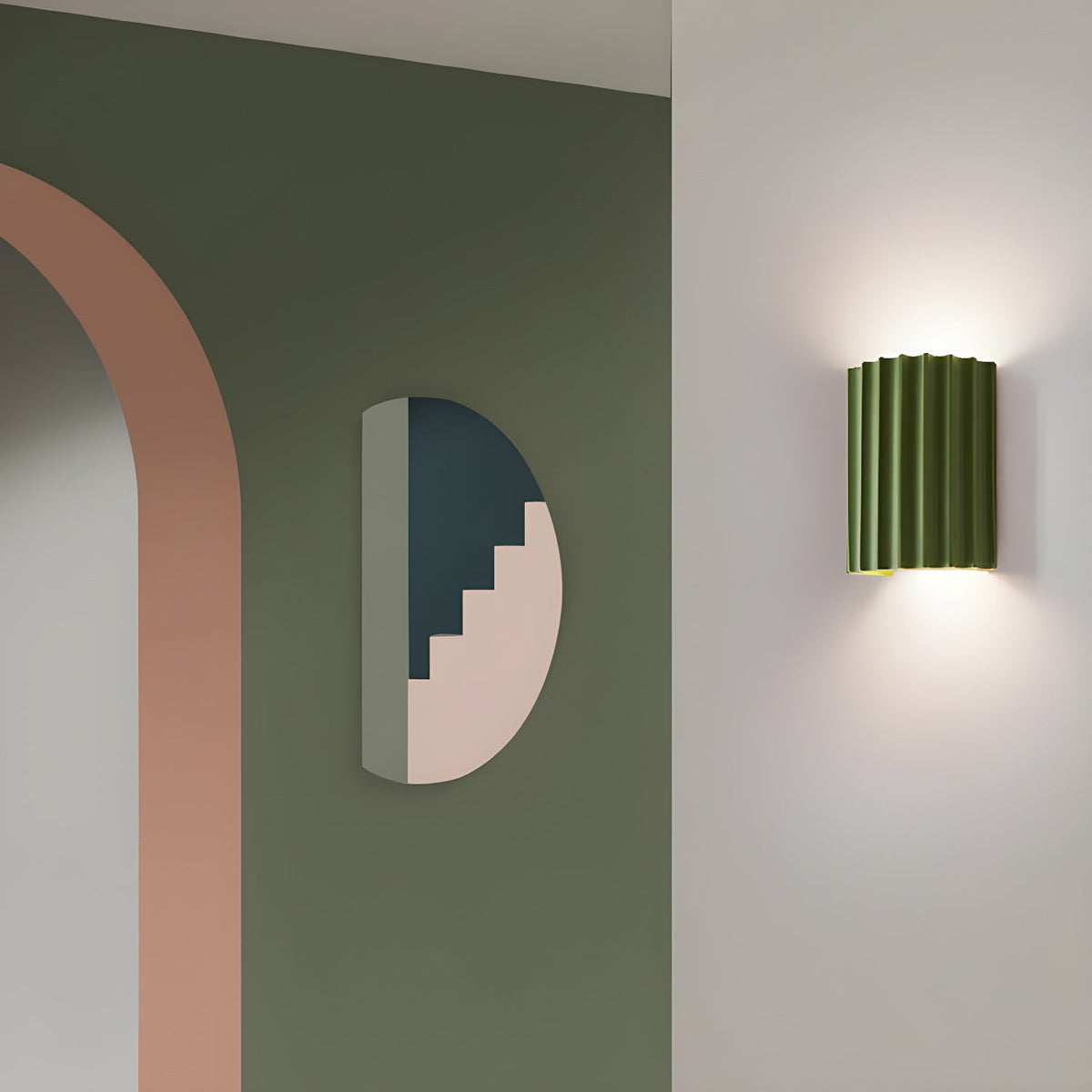 Ivvinen zeitgenössische Kunst-Wandleuchte aus Ribbed-Kunstharz