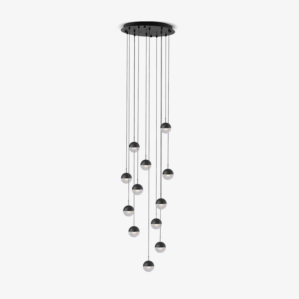 Zaneth Pendelleuchte Stahl Glas Multi Drop Kugel Minimalistisch für Treppenhaus