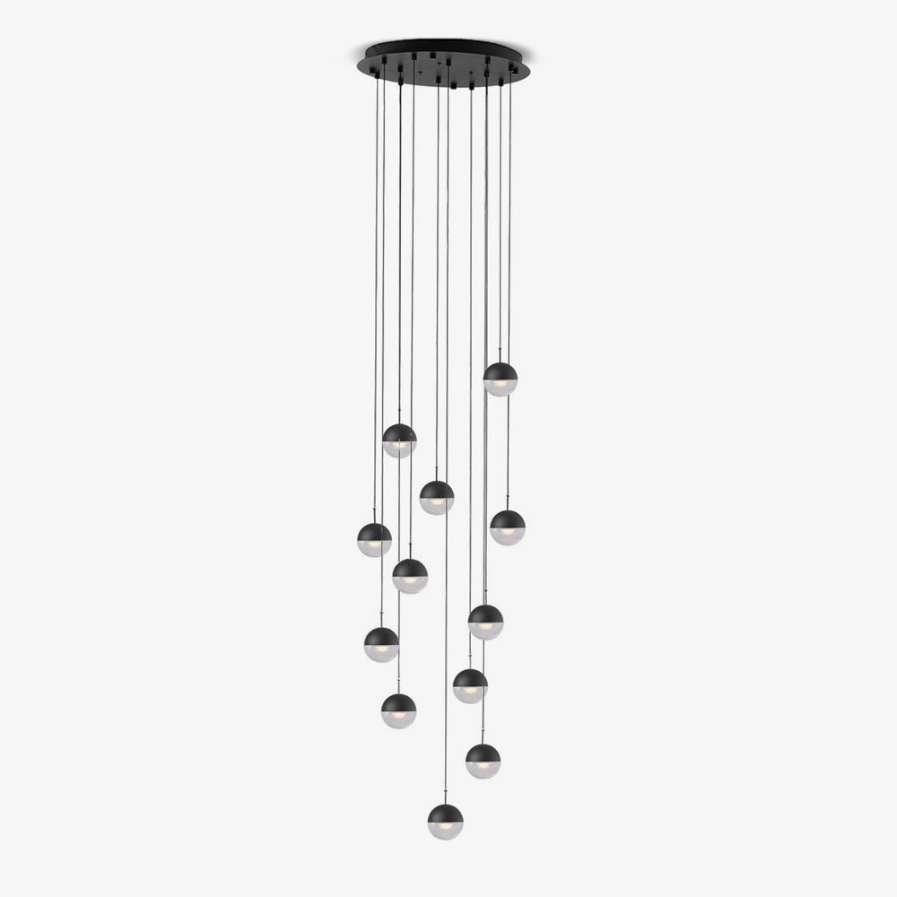 Zaneth Pendelleuchte Stahl Glas Multi Drop Kugel Minimalistisch für Treppenhaus