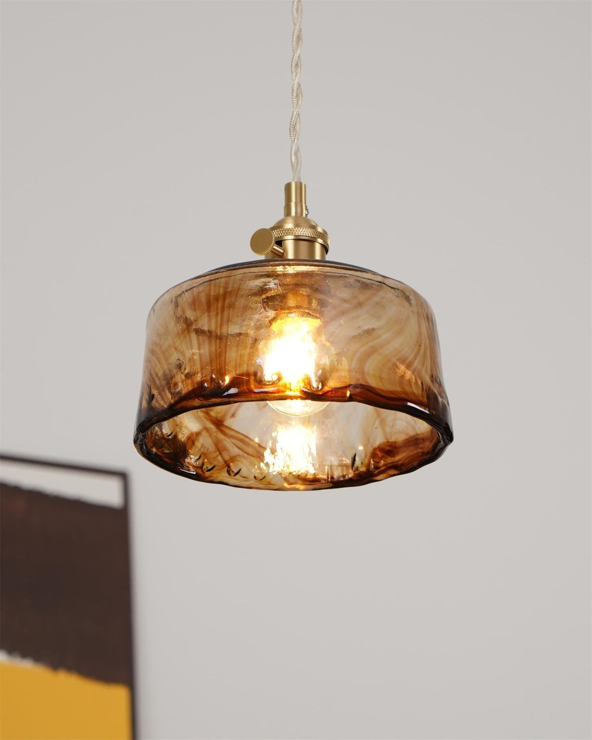Velon Vintage Bernstein-Glas-Pendelleuchte