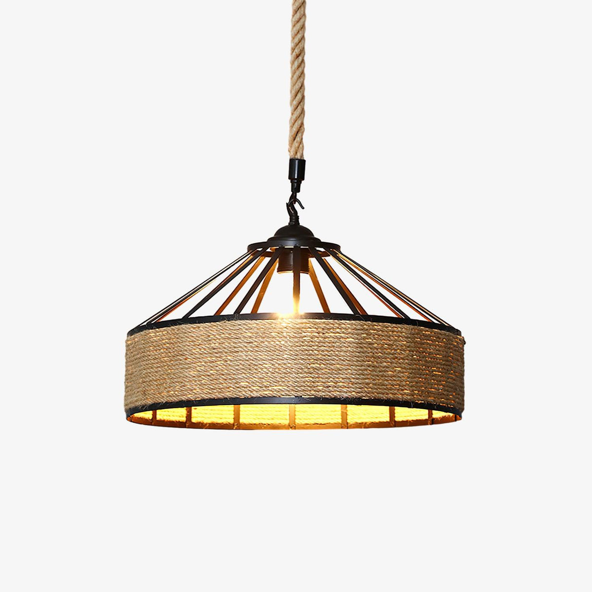 Yavmis Retro Hanfseil exquisite Pendelleuchte