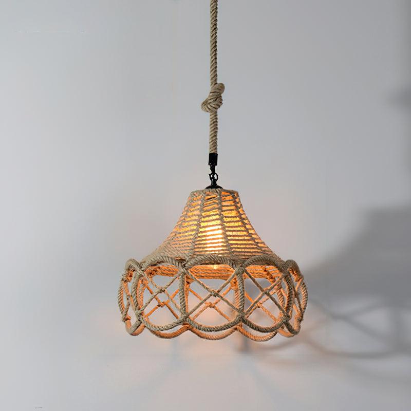 Yavmis Retro Hanfseil exquisite Pendelleuchte