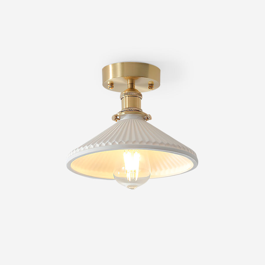 Belmont Vintage Messing & Keramik Deckenleuchte