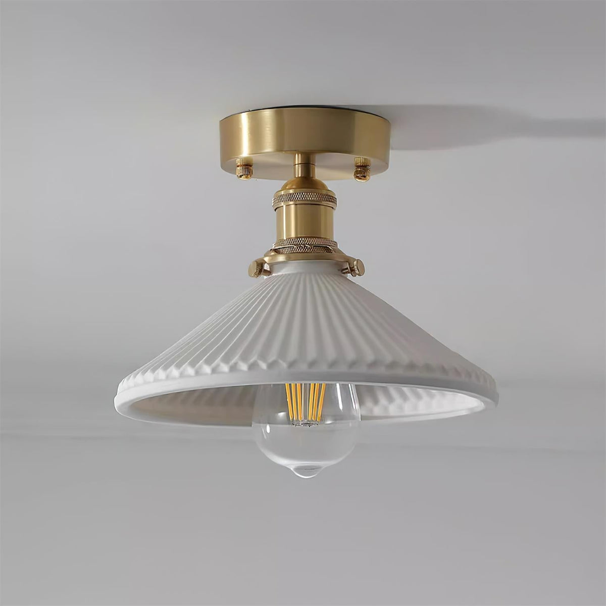 Belmont Vintage Messing & Keramik Deckenleuchte