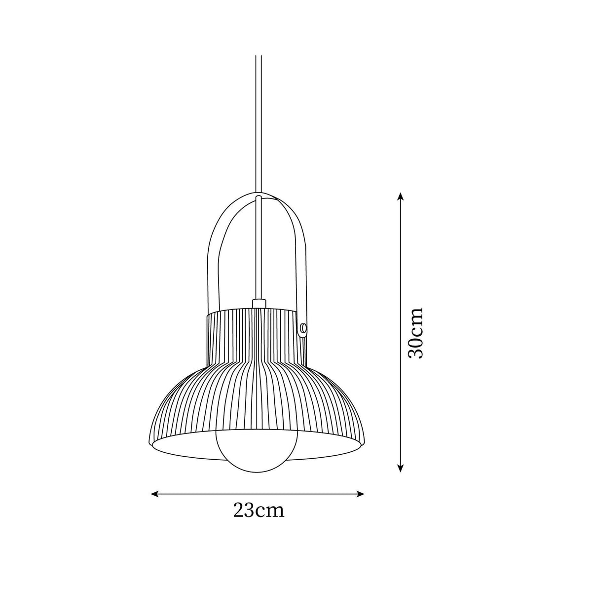 Pendelleuchte Ribbed Weiß Keramik mit Messinggriff