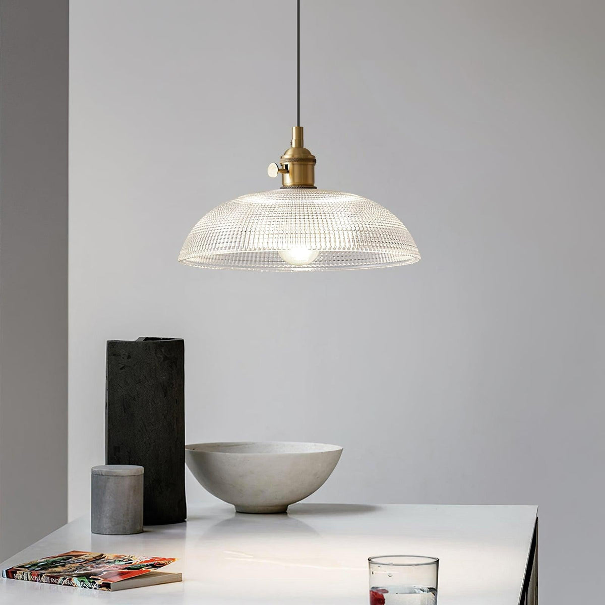 Crinel Messing- & Glas-Pendelleuchte