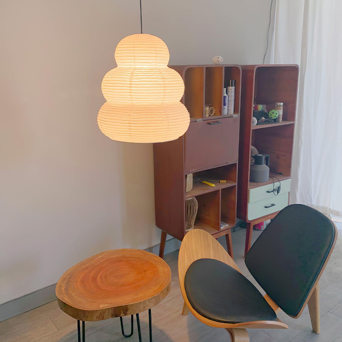 Solara Pendelleuchte Washi-Papier mehrstufige Laterne japanisch für Wohnzimmer