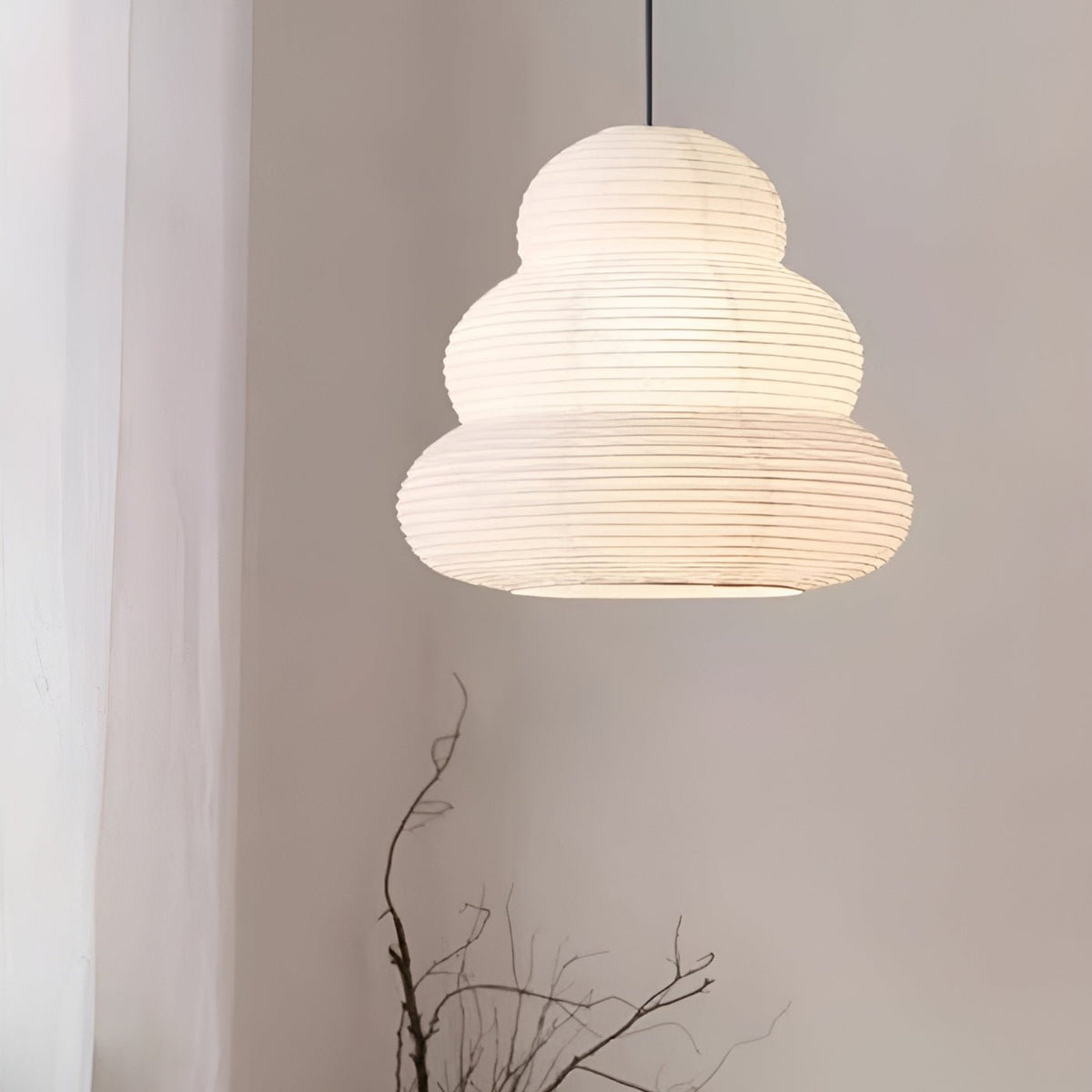 Solara Pendelleuchte Washi-Papier mehrstufige Laterne japanisch für Wohnzimmer