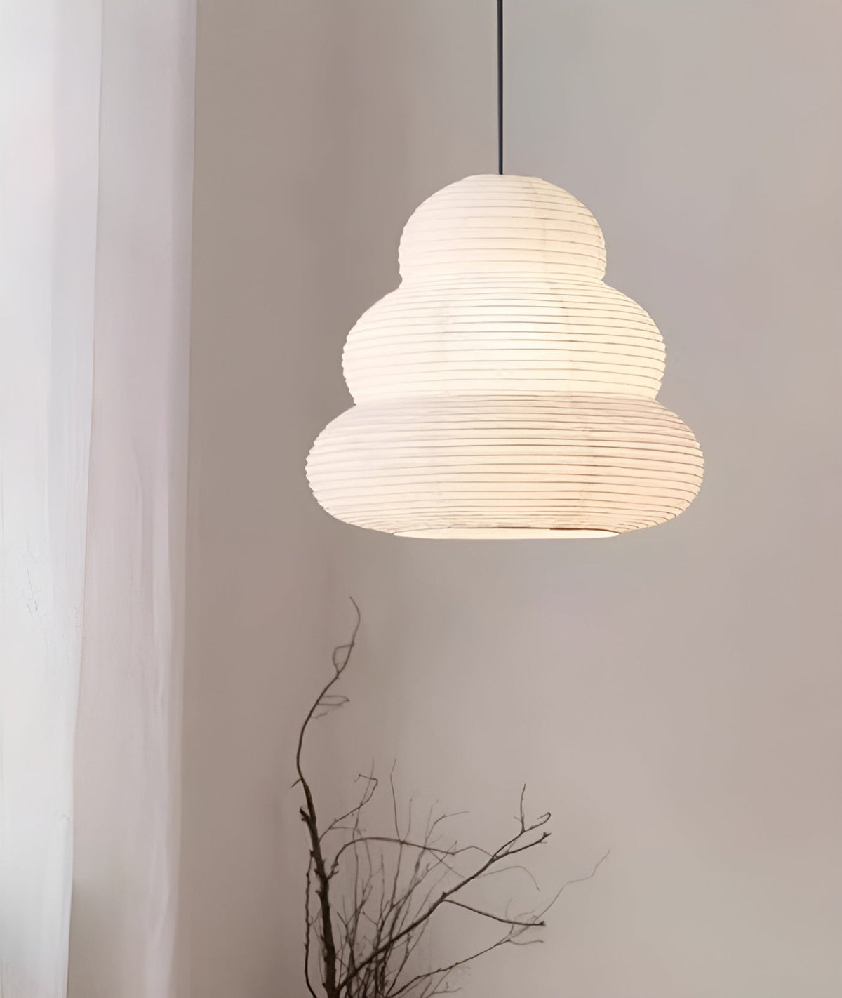 Solara Pendelleuchte Washi-Papier mehrstufige Laterne japanisch für Wohnzimmer