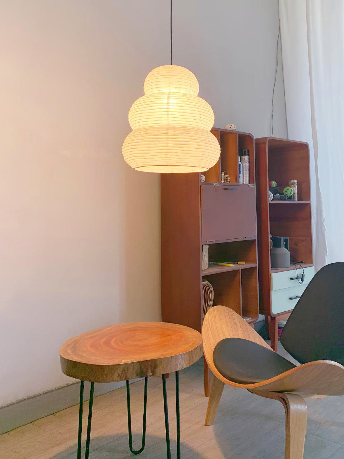 Solara Pendelleuchte Washi-Papier mehrstufige Laterne japanisch für Wohnzimmer