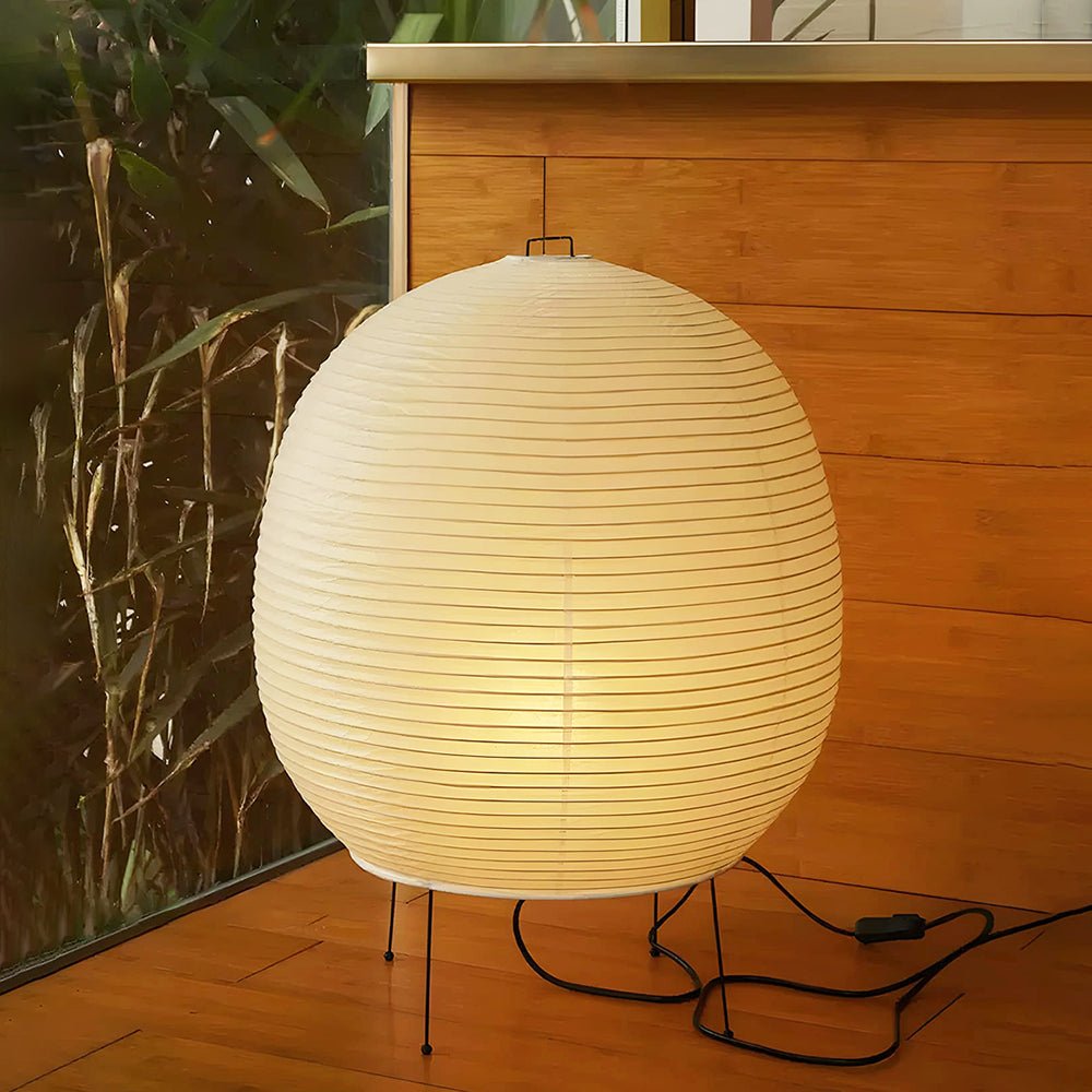 Lunaella Tischleuchte aus Mispelpapier in Laternenform
