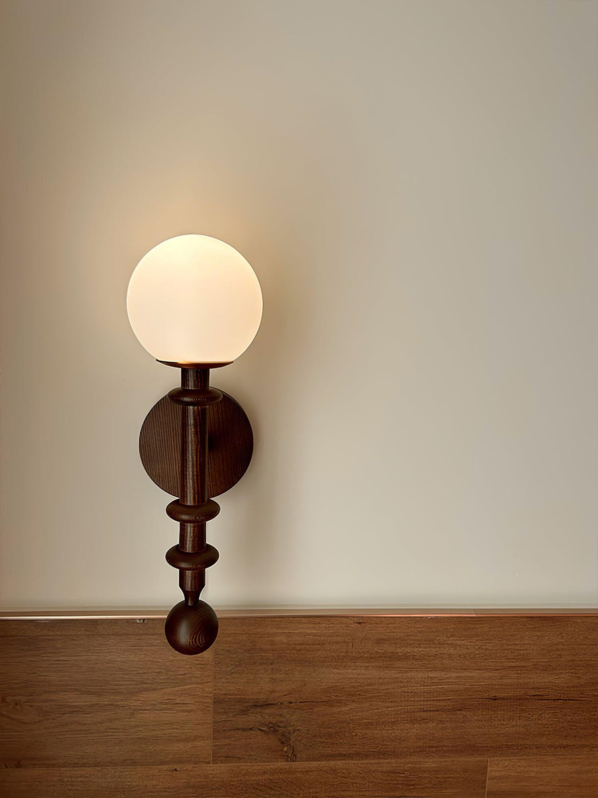 Elmiror Elegance Römische Säule Glas-Wandleuchte aus Holz, und