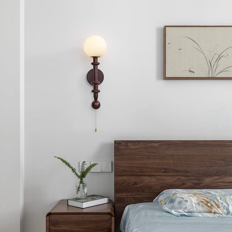 Elmiror Elegance Römische Säule Glas-Wandleuchte aus Holz, und