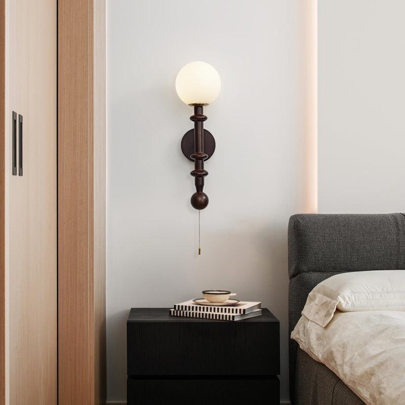 Elmiror Elegance Römische Säule Glas-Wandleuchte aus Holz, und