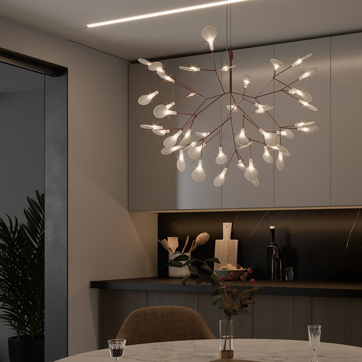 Auroreon Kronleuchter Roségold Firefly LED Ast