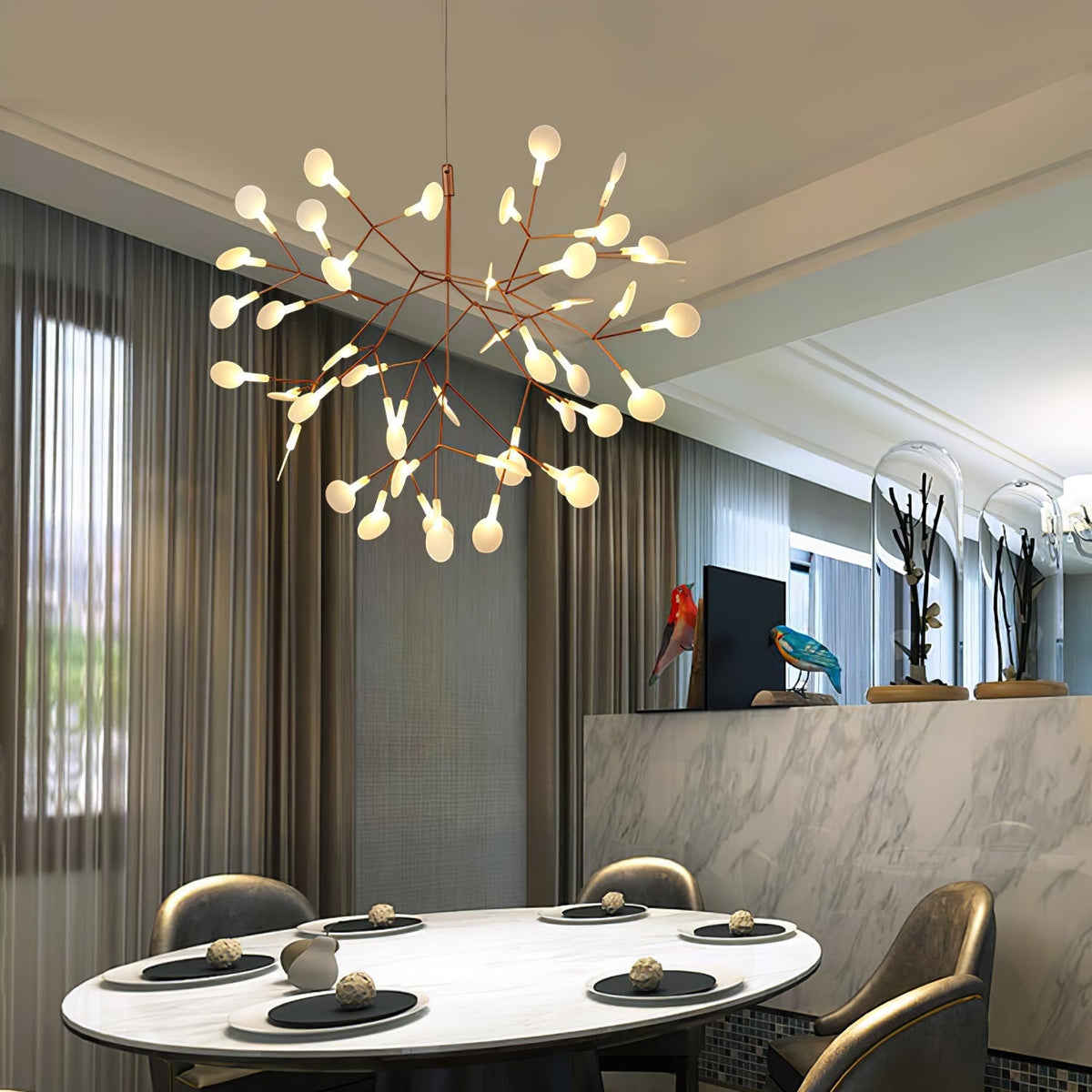 Auroreon Kronleuchter Roségold Firefly LED Ast