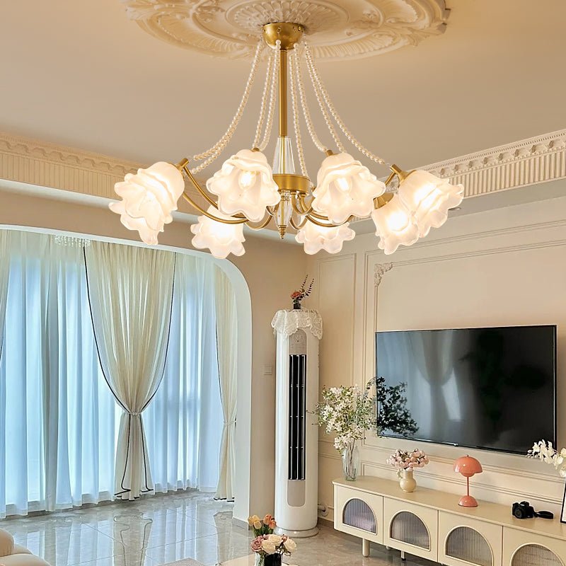 Allirila Traditionelle Eleganz Vintage Bloom Perlen Kronleuchter aus Glas