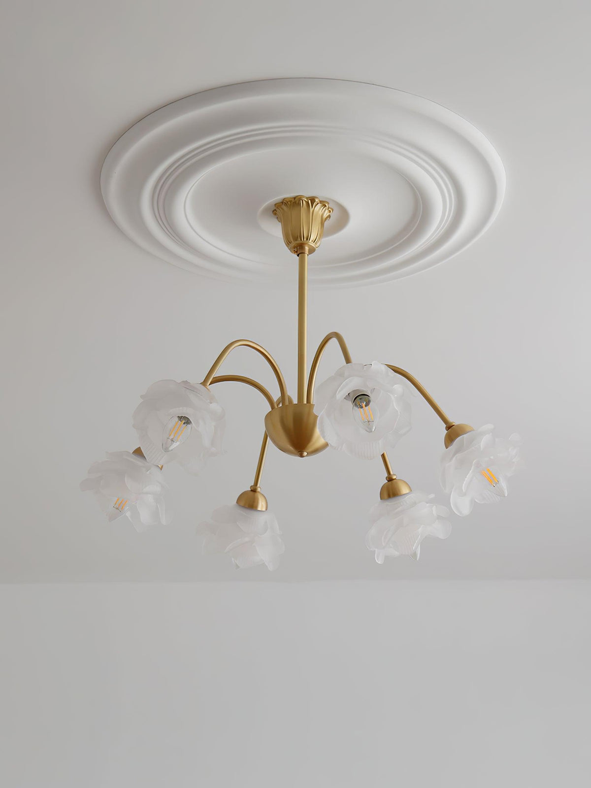 Brenis Kronleuchter Messing Glas Rosenform