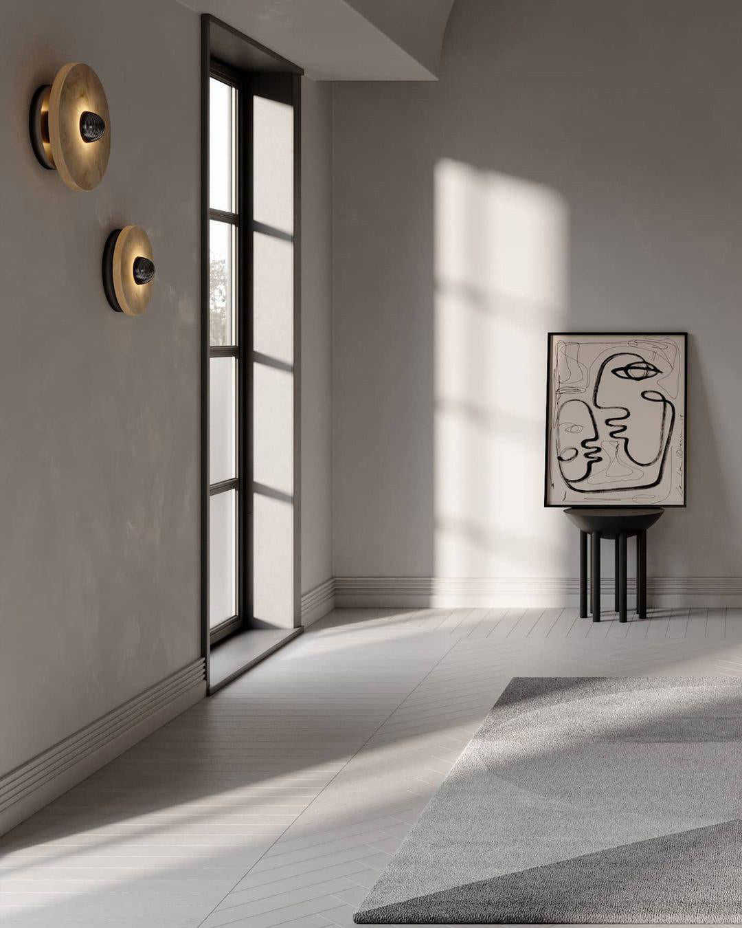 Apollo runde Wandleuchte aus Alabaster