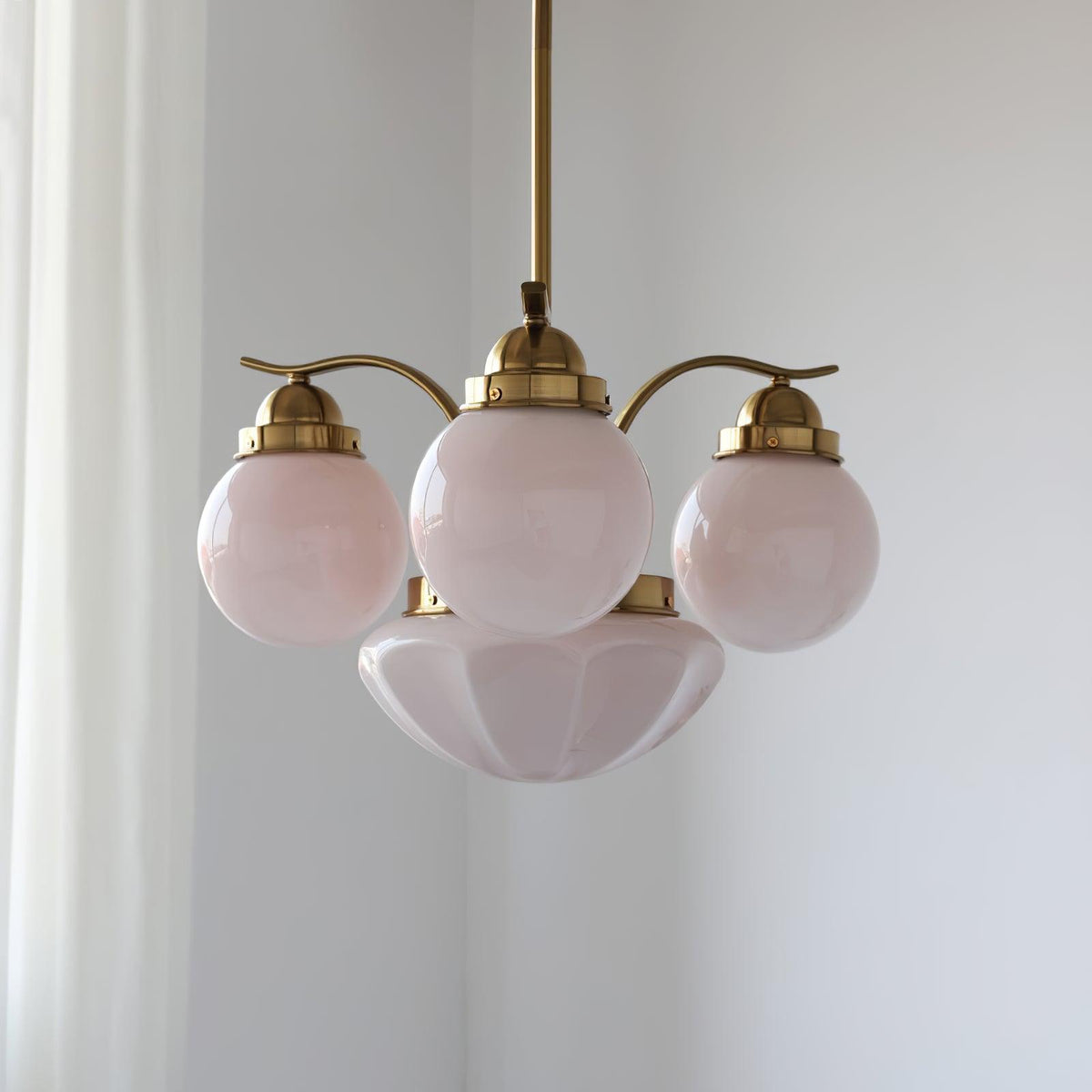 Ririxon Kronleuchter Retro Chic Kugel Weiß Glas